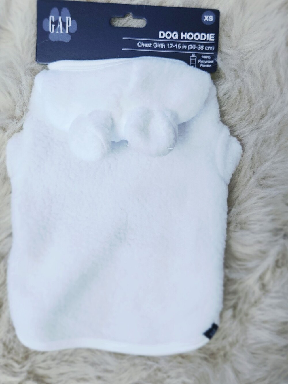 GAP Dogs White Plush Dog Hoodie - Cozy Fleece XS